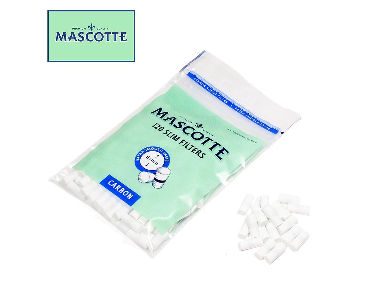 Mascotte Tips | Bag of Carbon Slim Filter Tips | 120 Pack